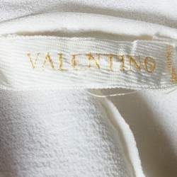 Pre Owned Valentino Off White Silk & Lace Necktie Detail Shirt M