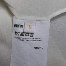 Pre Owned Valentino Off White Silk & Lace Necktie Detail Shirt M