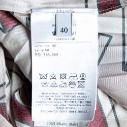 Pre Owned Valentino Pink Printed Silk Plisse Midi Skirt S