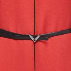 مملوكة مسبقًا Valentino Red Crepe Long Sleeve Belted Midi Dress L