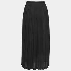 Pre Owned Valentino Black Crepe Pleated Midi Skirt M