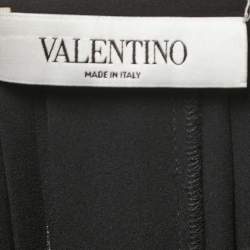 Pre Owned Valentino Black Crepe Pleated Midi Skirt M
