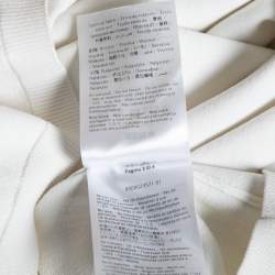 Pre Owned Valentino White Knit Contrast Frill Detail Sleeve Top L