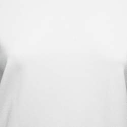 Pre Owned Valentino White Knit Contrast Frill Detail Sleeve Top L