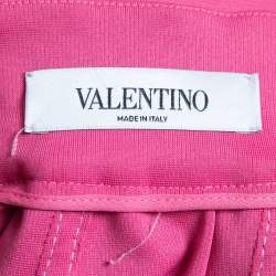 Pre Owned Valentino Pink/Red Knit Pleated Ponte Skirt M