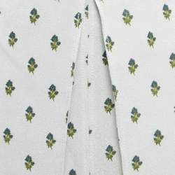 Valentino Metallic Silver Floral Print Crepe Layered Maxi Skirt S