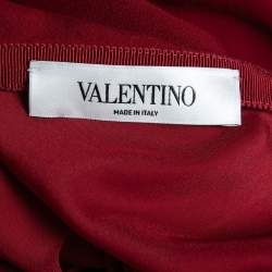 Pre Owned Valentino Red Crepe Midi Skirt M