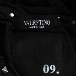 Pre Owned Valentino Black Cotton Stud Embellished T-Shirt S