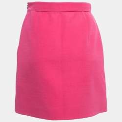 Pre Owned Valentino Pink Crepe Pleated Mini Skirt S