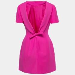 Pre Owned Valentino Pink Crepe Open Back Bow Detail Mini Dress S