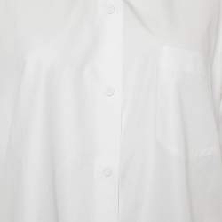 Pre Owned Valentino White Cotton Side Slit Detail Oversized Shirt M
