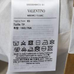 Pre Owned Valentino White/Gold V Optical Foil Print Cotton Cropped T-Shirt XS