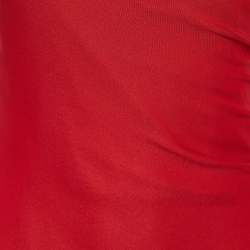 مملوكة مسبقًا Valentino Red Crepe Bow Detail One Shoulder Mini Dress M