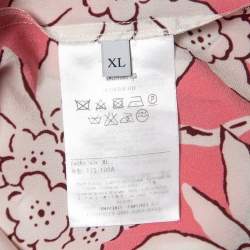 Pre Owned Valentino Pink Floral Printed Silk Blouse XL