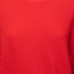 Pre Owned Valentino Red Wool & Cashmere Balloon Sleeve Sweater M