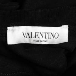 Pre Owned Valentino Black VLTN Print Cotton Crew Neck T-Shirt S