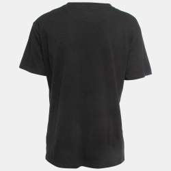 Pre Owned Valentino Black VLTN Print Cotton Crew Neck T-Shirt S
