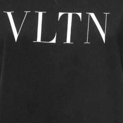 Pre Owned Valentino Black VLTN Print Cotton Crew Neck T-Shirt S
