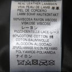 Pre Owned Valentino Black Leather Lace Trimmed Jacket Skirt Set L/M