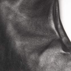 Pre Owned Valentino Black Leather Lace Trimmed Jacket Skirt Set L/M