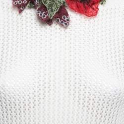 Pre Owned Valentino White Crochet Knit Embroidered Collar Top S