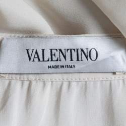 Valentino Cream Floral Print Silk Flared Maxi Skirt M