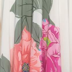 Valentino Cream Floral Print Silk Flared Maxi Skirt M