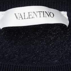 Pre Owned Valentino Navy Blue Wool Crew Neck Sweater M