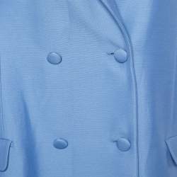 Pre Owned Valentino Blue Wool & Silk Double Breasted Blazer M