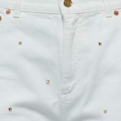 Valentino White Studded Denim Wide Leg Jeans M Waist 28" 