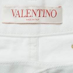 Valentino White Studded Denim Wide Leg Jeans M Waist 28" 