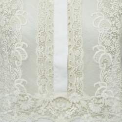 Pre Owned Valentino White Cotton & Lace Inset Tunic Top XL