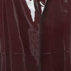 Pre Owned Valentino Burgundy Patent Leather Open Front Long Trench Coat M