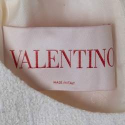 Pre Owned Valentino White/Blue Striped Patterned Tweed Shift Dress XL