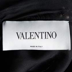 Pre Owned Valentino Black Embellished Tulle Faux Wrap Dress M
