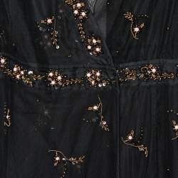 Pre Owned Valentino Black Embellished Tulle Faux Wrap Dress M
