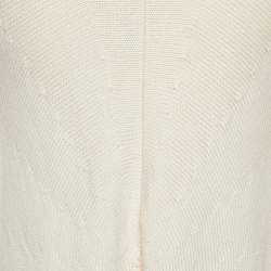 Pre Owned Valentino Cream Wool Knit Ruffled Tie Detail Long Shrug L