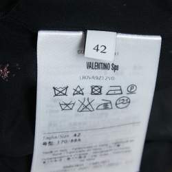 Valentino Black Embellished Glitter Clouds Patterned Silk Midi Wrap Dress M
