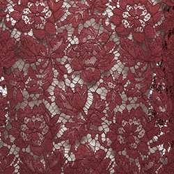 Pre Owned Valentino Burgundy Lace Crew Neck Sweatshirt M  