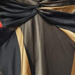 Pre Owned Valentino Multicolor printed Silk Satin Draped Gown L