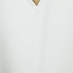 Pre Owned Valentino White Cotton V Logo Detailed Long Sleeve Polo Top M