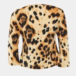 Pre Owned Valentino Brown Animal Print Cotton Long Sleeve T-Shirt L