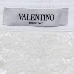 Pre Owned Valentino White Lace Contrast Detail Shirt L