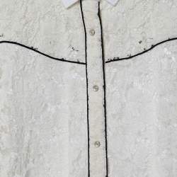 Pre Owned Valentino White Lace Contrast Detail Shirt L