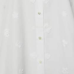 Pre Owned Valentino White Floral Applique Cotton Shirt L