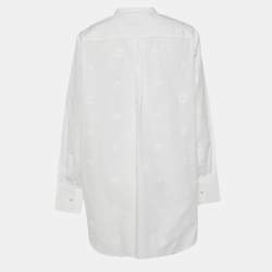 Pre Owned Valentino White Floral Applique Cotton Shirt L