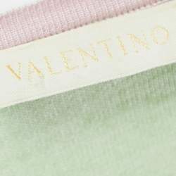 Pre Owned Valentino Green Cashmere Blend Lace Trimmed Short Sleeve Cardigan M