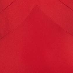 Pre Owned Valentino Red Crepe V-Neck Detailed Sleeveless Maxi Dress M