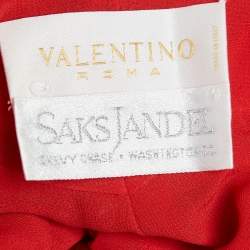 Pre Owned Valentino Red Crepe V-Neck Detailed Sleeveless Maxi Dress M
