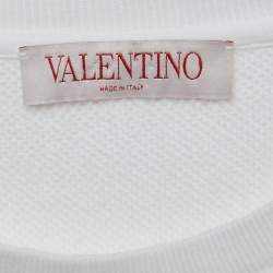 Pre Owned Valentino White Jersey Sequined Logo T-Shirt Dress S